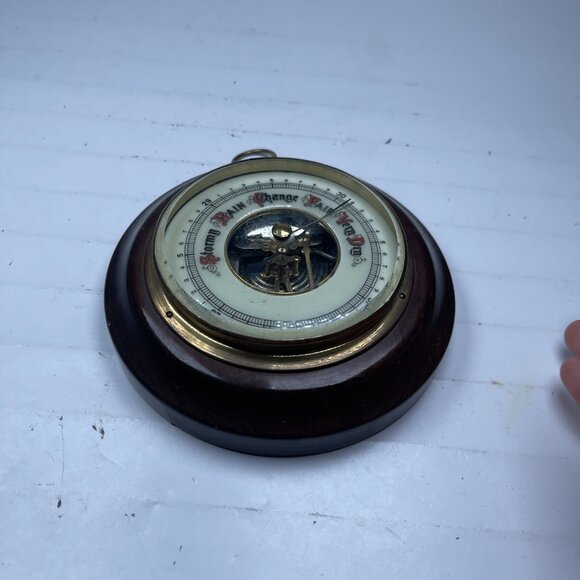 Vintage Compass Wood Framed Weather Barometer Germany Nautical DECOR ONLY - Picture 3 of 13